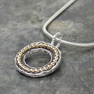 19345 Jéh Jewels – Zilveren ronde hanger met gold filled